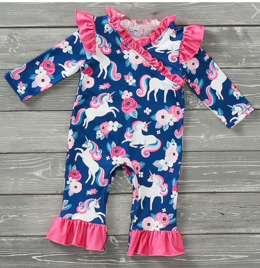 Midnight Meadow Magic Unicorn Romper