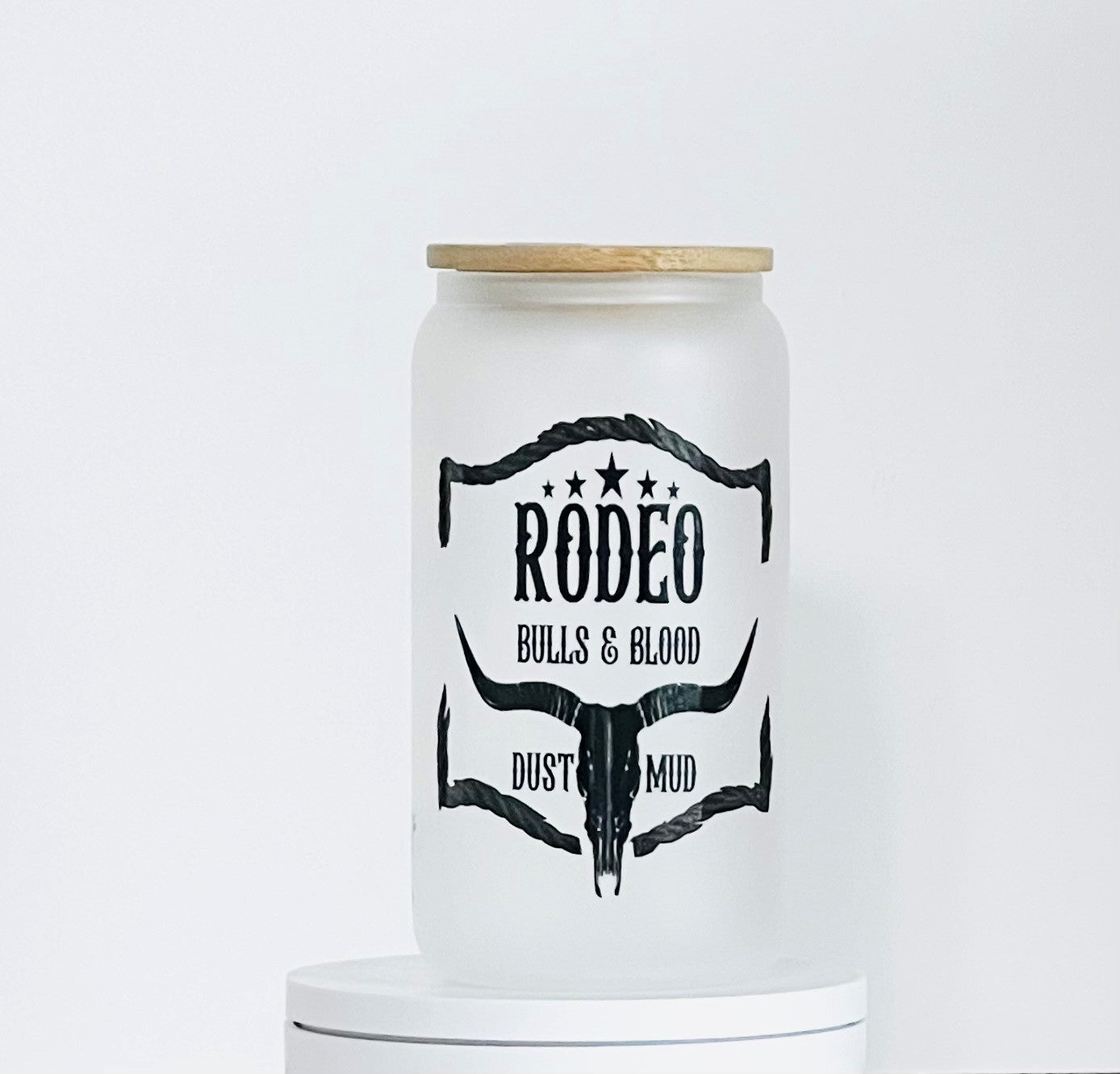 Rodeo, Bulls and Blood 16oz Glass Tumbler